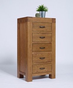 Santana Rustic Oak 5 Drawer Wellington