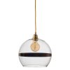 Rowan pendant lamp, copper stripe on clear, 28cm