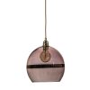 Rowan pendant lamp, copper stripe on obsidian, 28cm