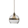 Rowan pendant lamp, gold stripe on clear, 22cm
