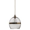 Rowan pendant lamp, gold stripe on clear, 28cm