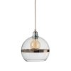 Rowan pendant lamp, platinum stripe on clear, 22cm