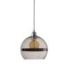 Rowan pendant lamp, platinum stripe on grey, 22cm