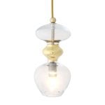 Futura Pendant Lamp, Clear w Gold, 24cmH