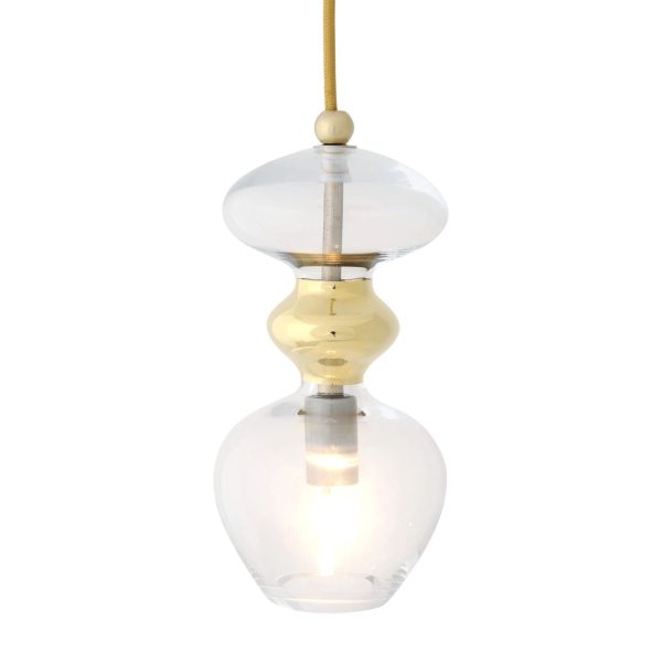 Futura Pendant Lamp, Clear w Gold, 24cmH