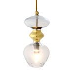 Futura Pendant Lamp, Clear w Gold, 24cmH