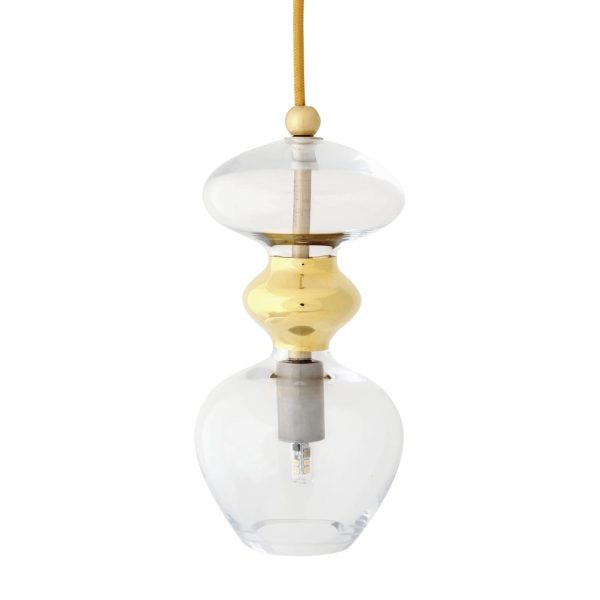 Futura Pendant Lamp, Clear w Gold, 24cmH