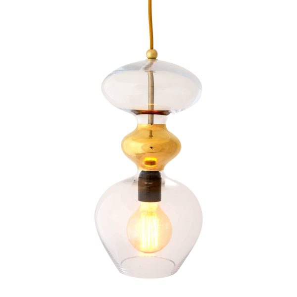 Futura Pendant Lamp, Clear w Gold, 37cmH