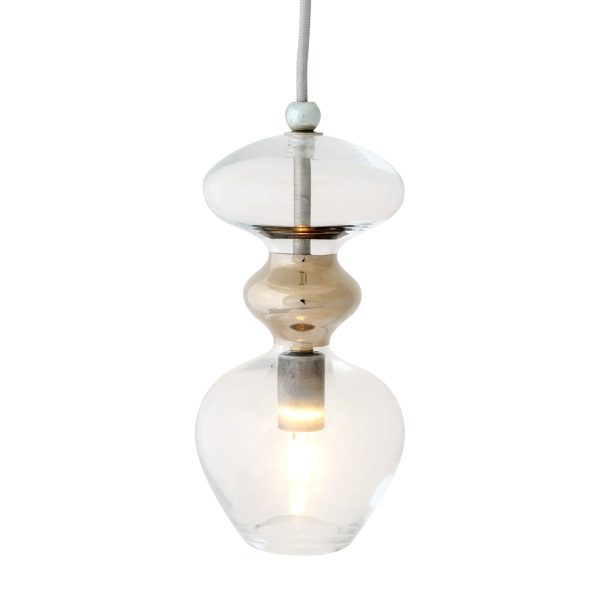 Futura Pendant Lamp, Clear w Platinum, 24cmH