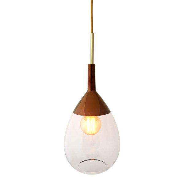 Lute Pendant Lamp, Clear / Copper, 49cmH