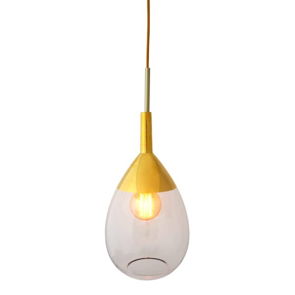 Lute Pendant Lamp, Clear / Gold, 49cmH