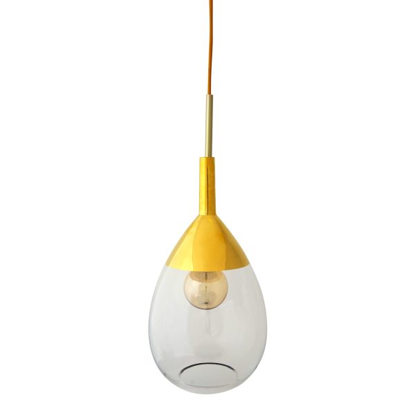 Lute Pendant Lamp, Clear / Gold, 49cmH