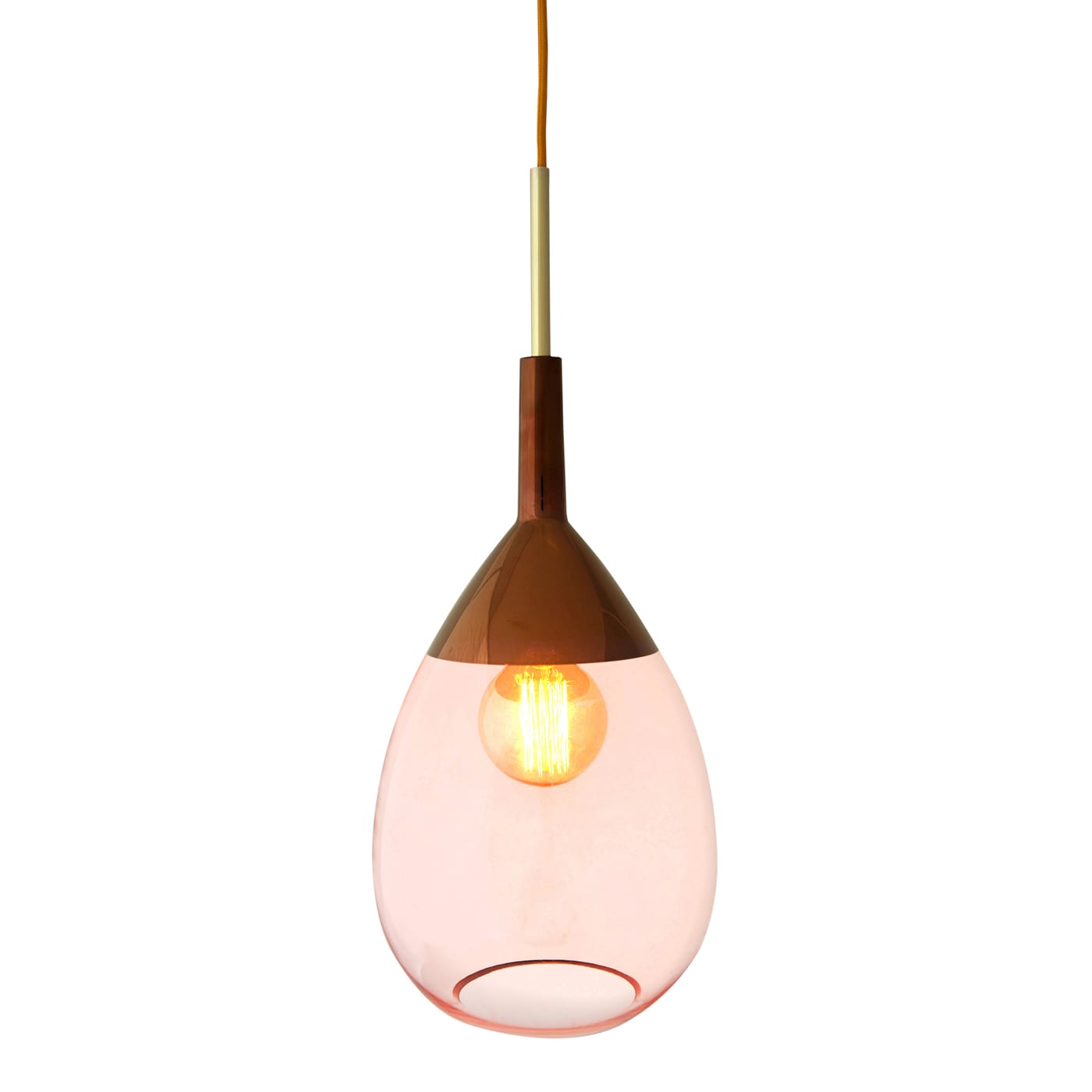 Lute Pendant Lamp, Coral / Copper, 49cmH