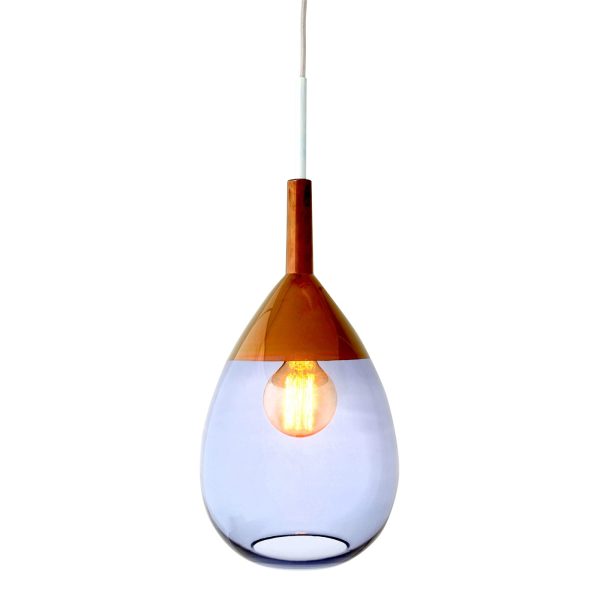 Lute Pendant Lamp, Deep Blue/Copper, 49cmH