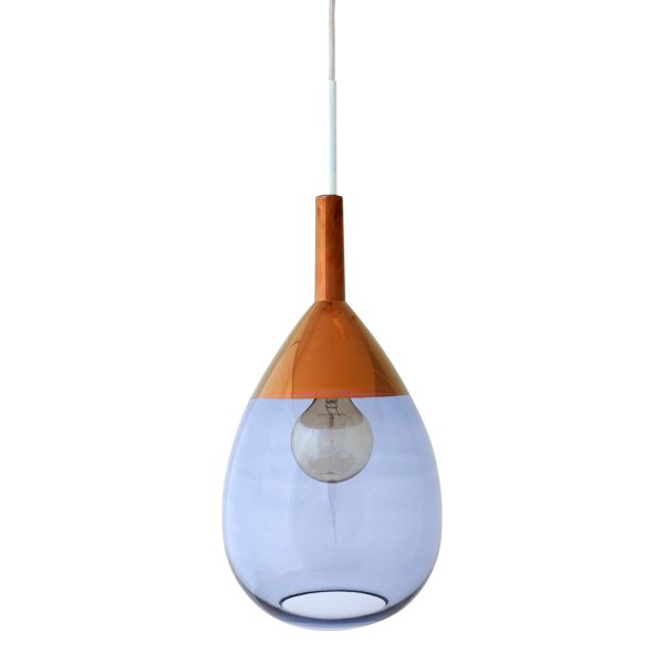 Lute Pendant Lamp, Deep Blue/Copper, 49cmH