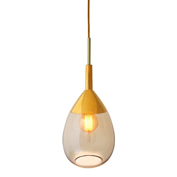 Lute Pendant Lamp, Golden Smoke, 49cmH