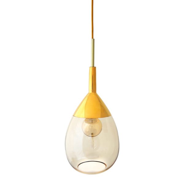 Lute Pendant Lamp, Golden Smoke, 49cmH