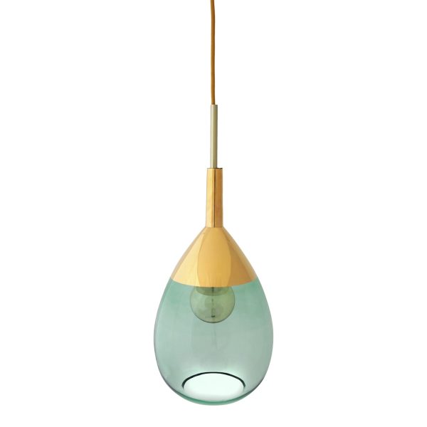 Lute Pendant Lamp, Green / Gold, 49cmH