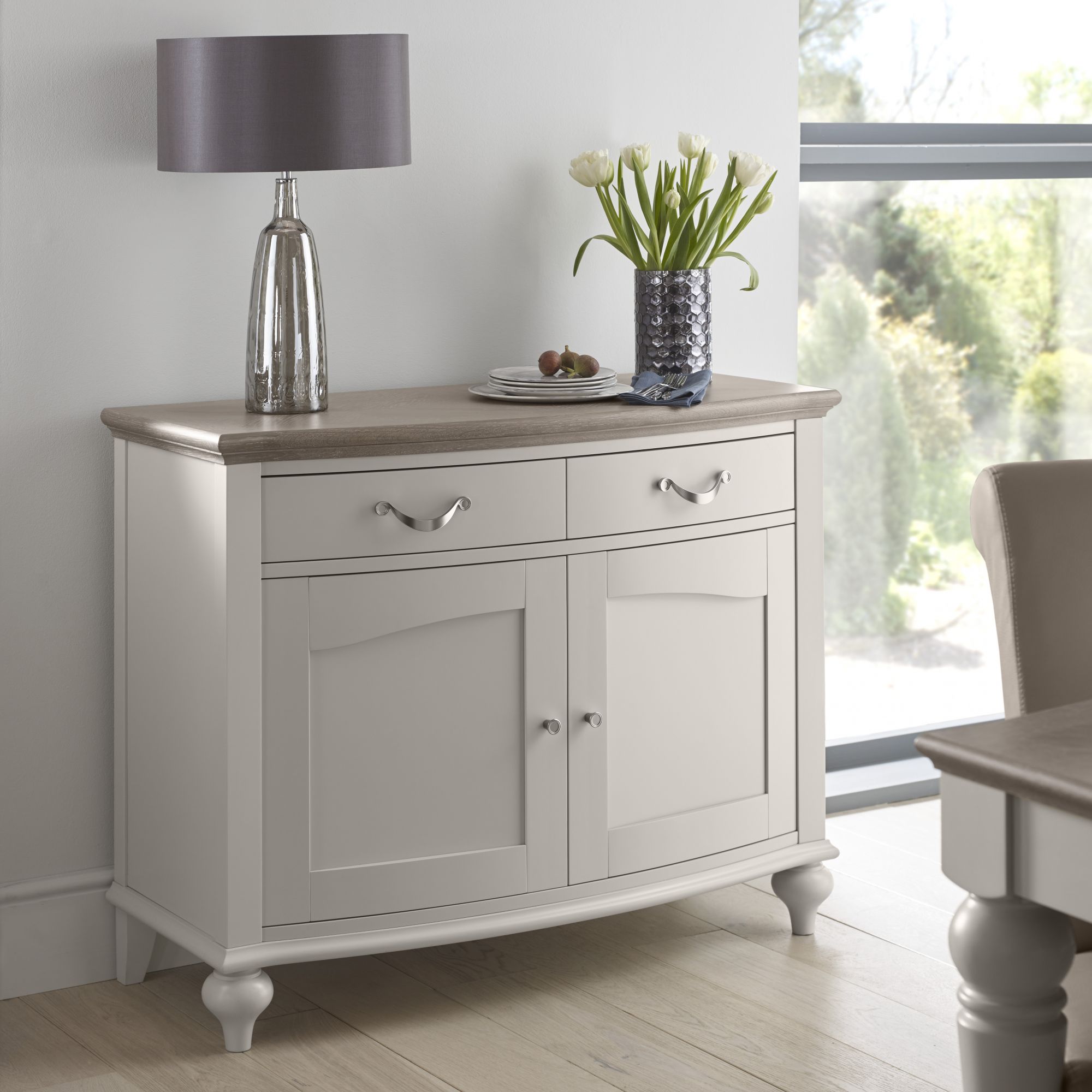 Montreux Washed Oak & Soft Grey Narrow Sideboard