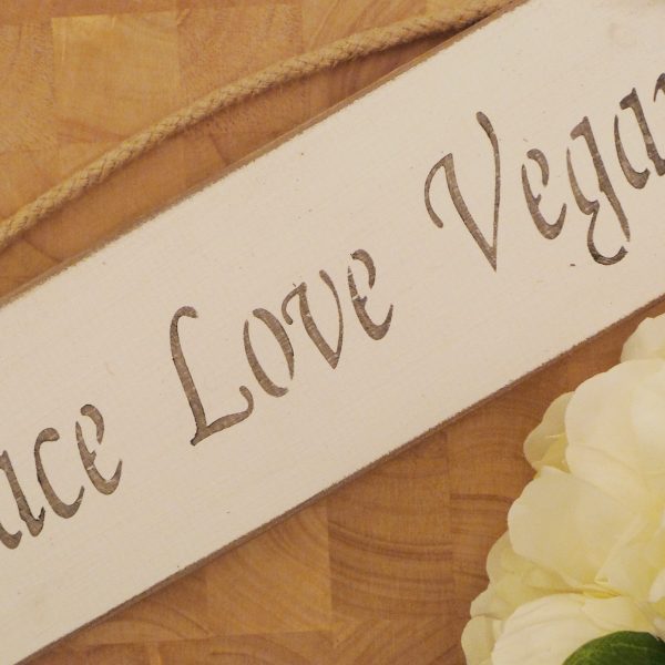 Small Plaque – ‘Peace Love Vegan’