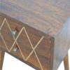 Mango Hill 2 Drawer Bedside with Gold Wiring