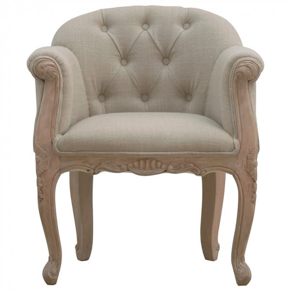 Mango Hill French Carved Mud Linen Accent Chair