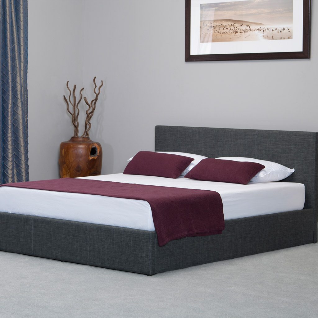 Grey Fabric Ottoman King Size Bed Grey Fabric Ottoman King Size Bed