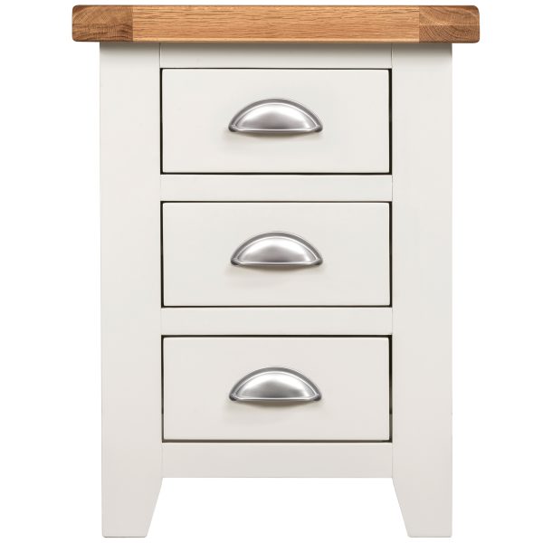 Willow White 3 Drawer Bedside Table