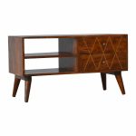 Mango Hill 2 Drawer Media Unit with Gold Wiring