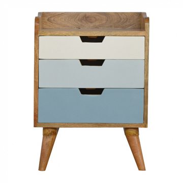 Mango Hill Bedside with Blue Hand Painted Cut Out Drawers