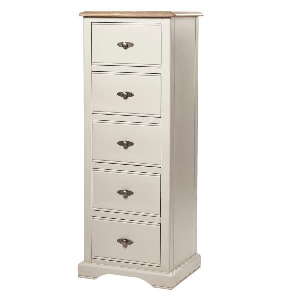 Marseille Ivory 5 Drawer Wellington Chest