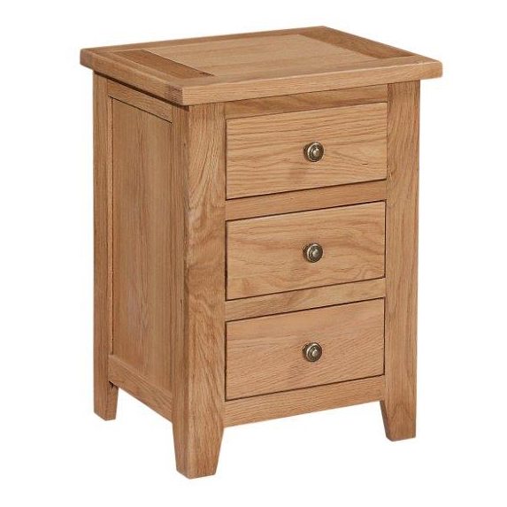 Mini Oxford Oak 3 Drawer Bedside