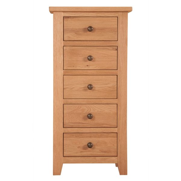 Mini Oxford Oak 5 Drawer Tall Chest