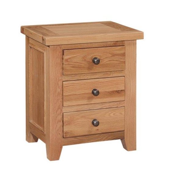 Oxford Oak 3 Drawer Bedside