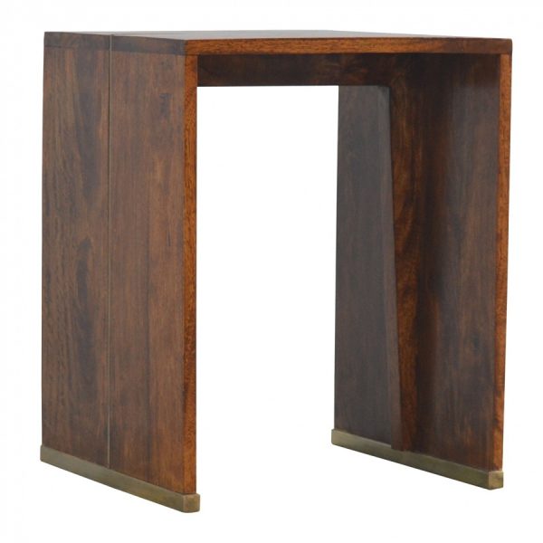 Mango Hill Chestnut Geometric End Table with Gold Inlay