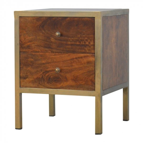 Mango Hill Iron Frame 2 Drawer Bedside Table