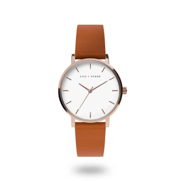 5th Avenue Collection // Rose Gold & White | Tan Strap
