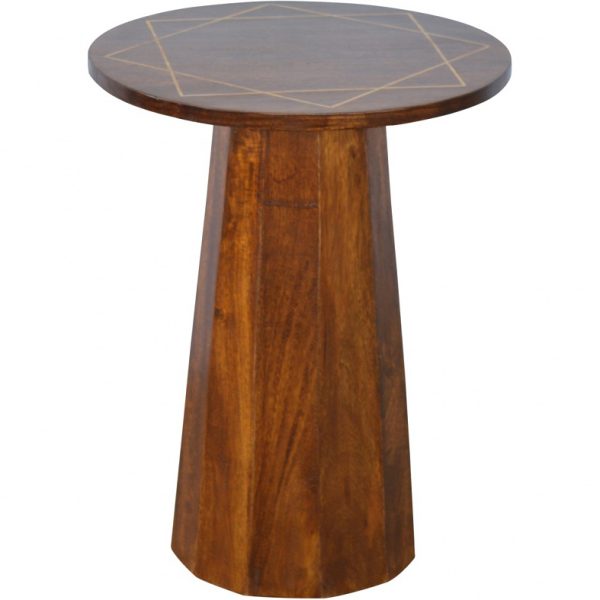 Mango Hill Round Table with Brass Inlay