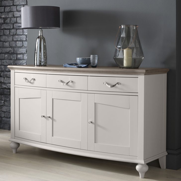 Montreux Washed Oak Soft Grey Wide Sideboard