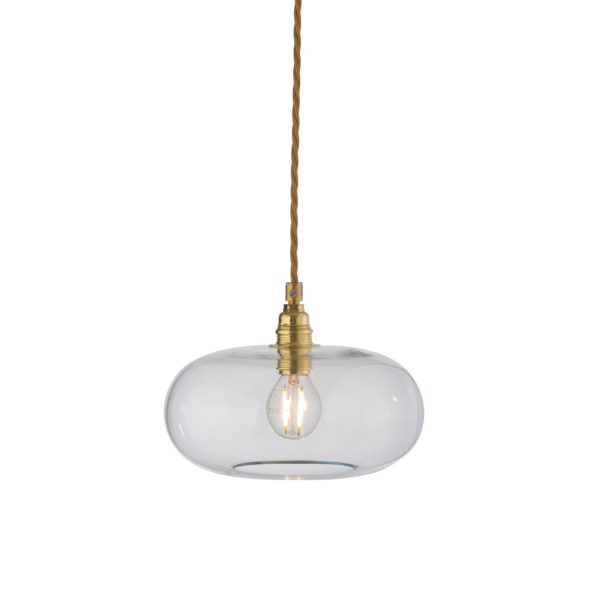 Horizon Pendant Lamp, Clear With Gold, 21cm