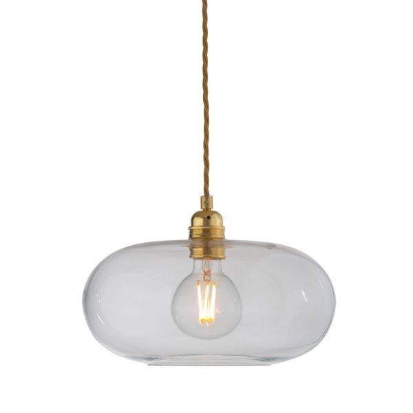 Horizon Pendant Lamp, Clear With Gold, 29cm