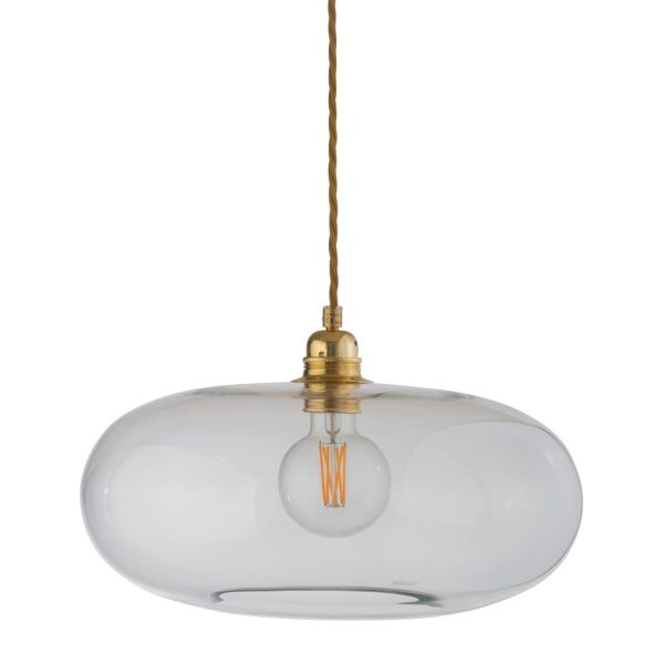 Horizon Pendant Lamp, Clear With Gold, 36cm