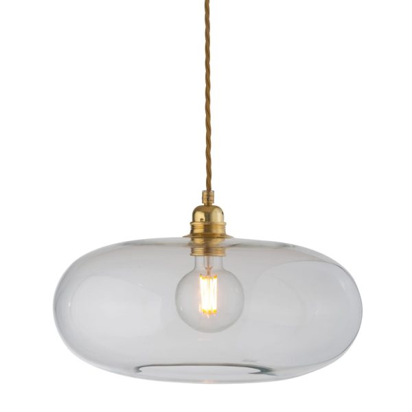 Horizon Pendant Lamp, Clear With Gold, 36cm