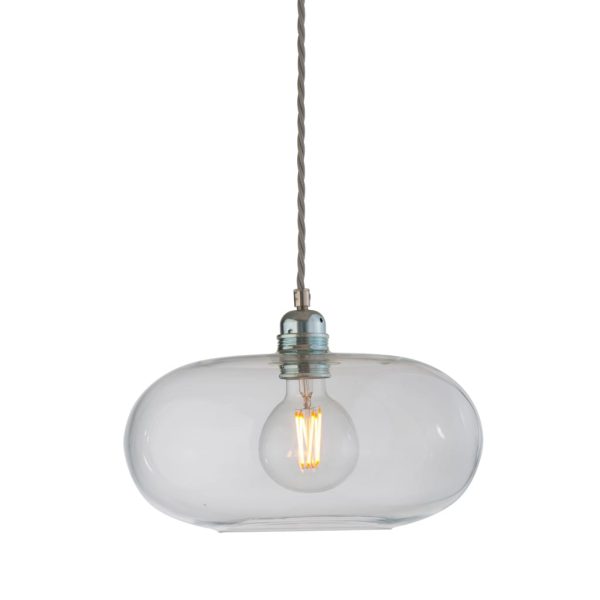 Horizon Pendant Lamp, Clear With Silver, 29cm