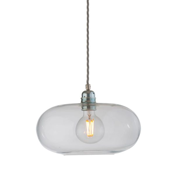 Horizon Pendant Lamp, Clear With Silver, 29cm