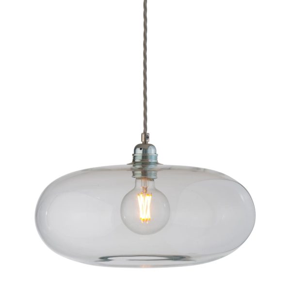Horizon Pendant Lamp, Clear With Silver, 36cm