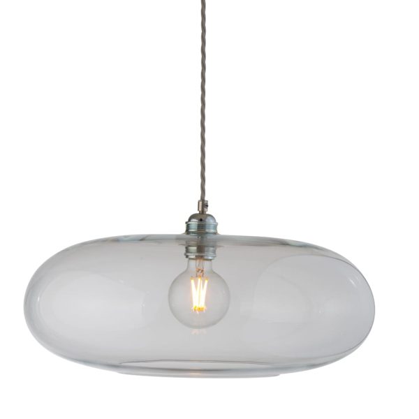 Horizon Pendant Lamp, Clear With Silver, 45cm