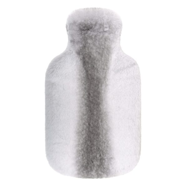 Grey Stripe Faux Fur Hot Water Bottle
