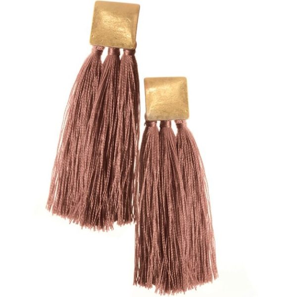 Square & Tassel Old Rose Earrings The Haven Home Interiors