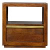 Mango Hill 1 Drawer Chestnut Bedside with Gold Pull Out Bar